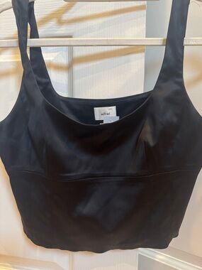NWT Wilfred Black Shine Square Neck Cropped Tank Top
